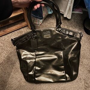 Coach Shiny Metal Tote Bag with Wallet